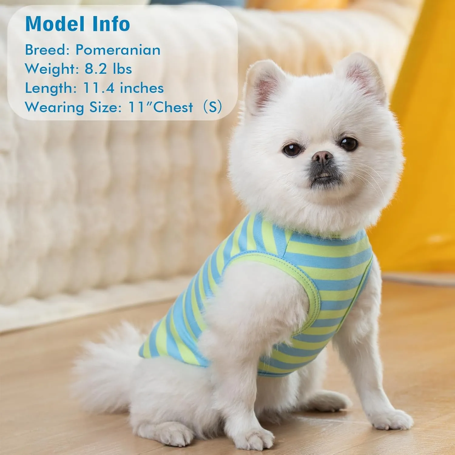 KYEESE 2Pack Dog Shirts Small Tee Soft for Small Dogs Striped T Shirt Lightweight Sleeveless Vest Cotton Tank Top Clothes, Large,Blue Striped