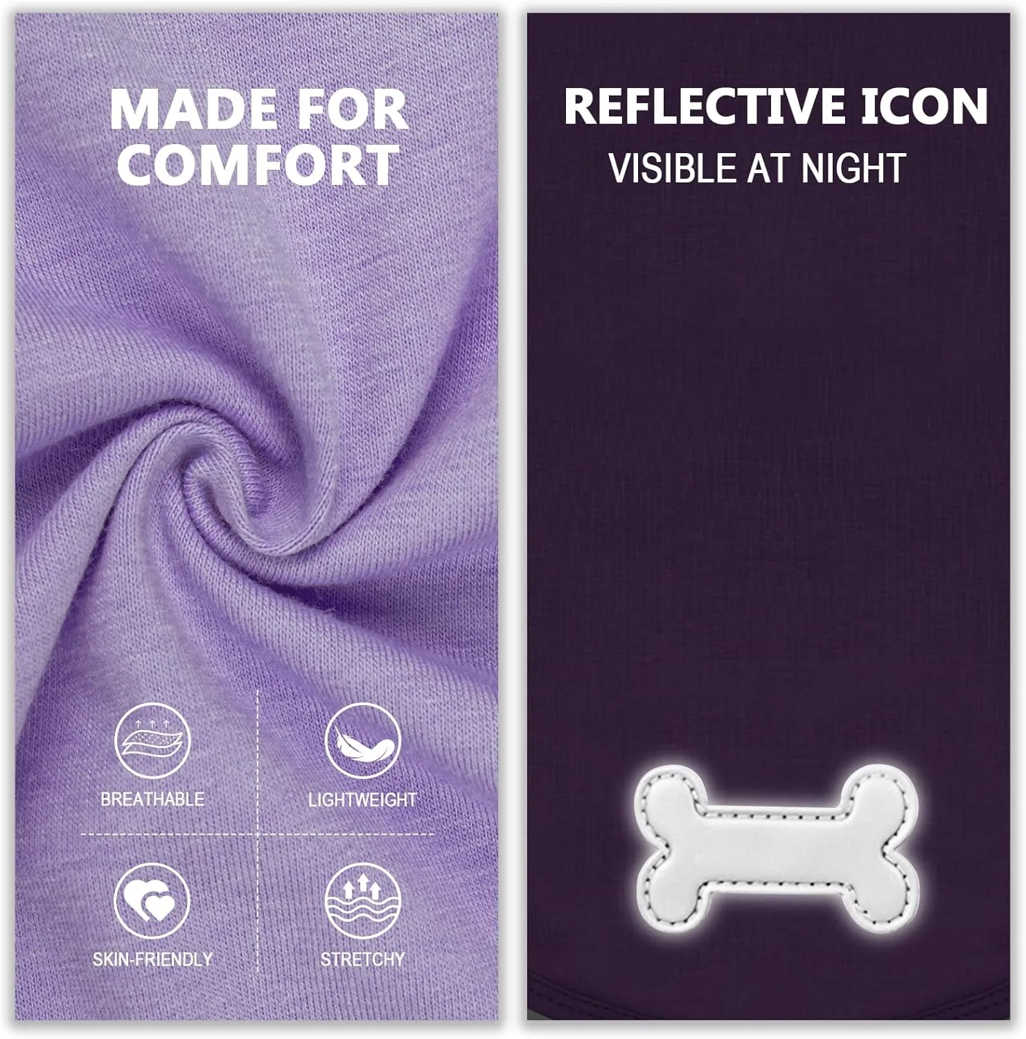 KYEESE 2Pack Dog Shirts Small Tee Soft for Small Dogs Striped T Shirt Lightweight Sleeveless Vest Cotton Tank Top Clothes, Large,Purple Striped