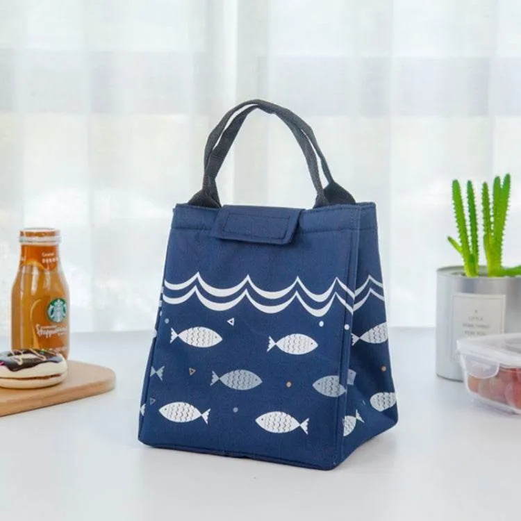 Large Capacity Thermal Insulated Cooler Lunch Bag with Fish Pattern - Portable Oxford Cloth Tote for All Ages