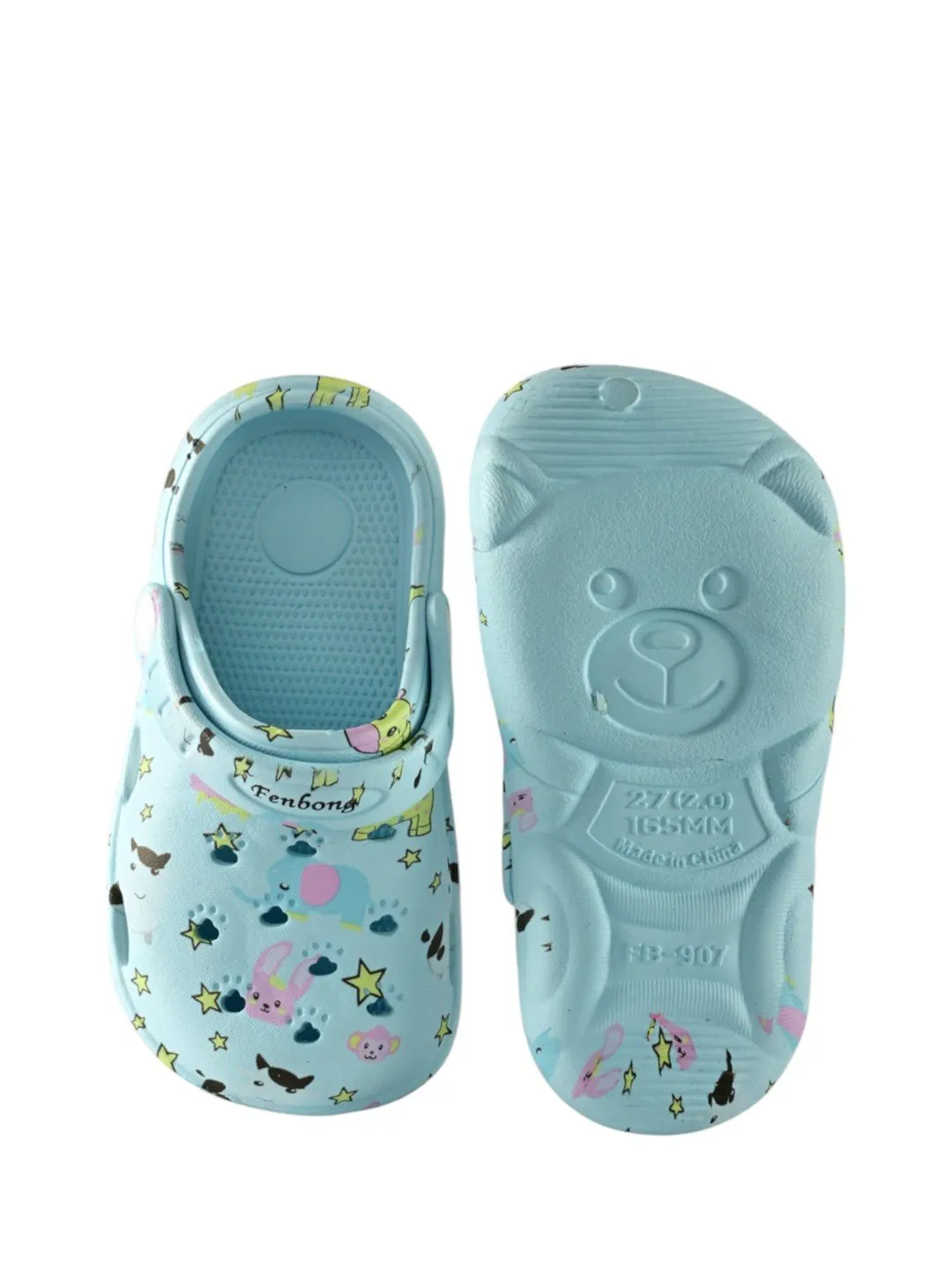 Light Blue Comfort Clogs with Whimsical Animal Print for Boys