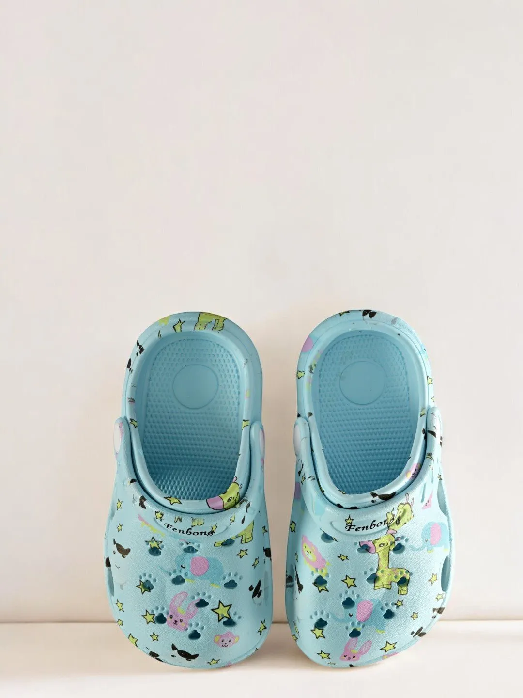 Light Blue Comfort Clogs with Whimsical Animal Print for Boys
