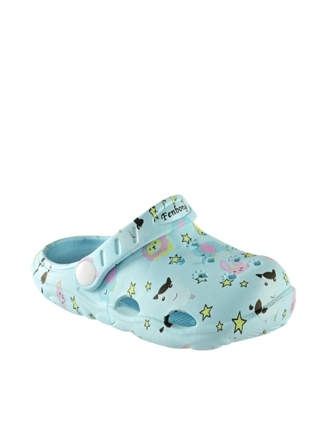 Light Blue Comfort Clogs with Whimsical Animal Print for Boys