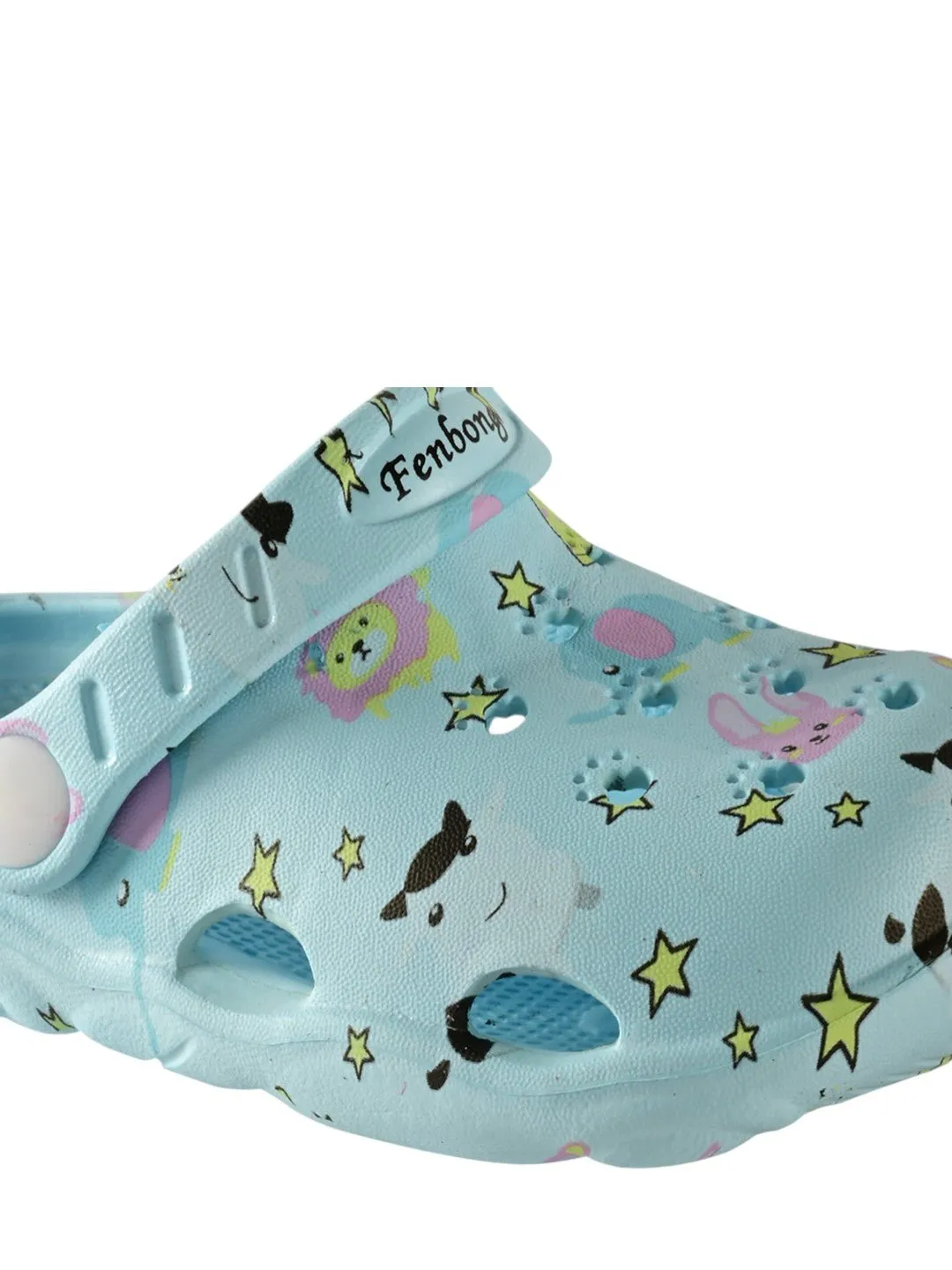 Light Blue Comfort Clogs with Whimsical Animal Print for Boys