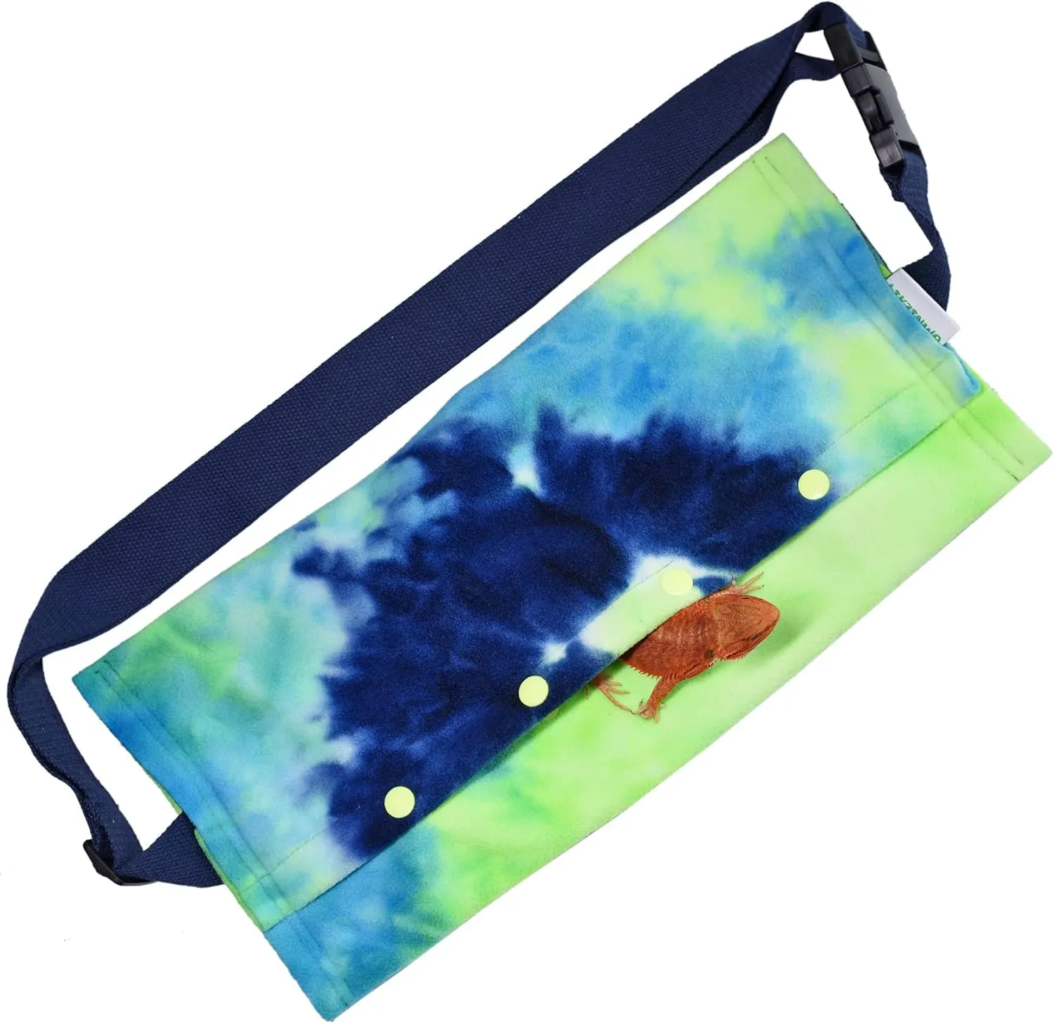 LIKZINWA Small Animal Sling Carrier, Bearded Dragon and Lizard Reptile Carrier With Adjustable Strap (Blue-Green)
