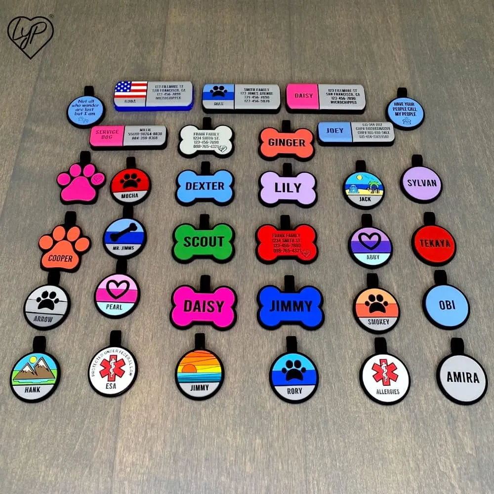 LYP Soundless Slide-On Collar Dog ID Tag - Designer Deep Engraved Silicone  Engraving Will Last - Pet ID Tags, Dog Tags, Cat Tags (Paw - Hot Pink, Large)