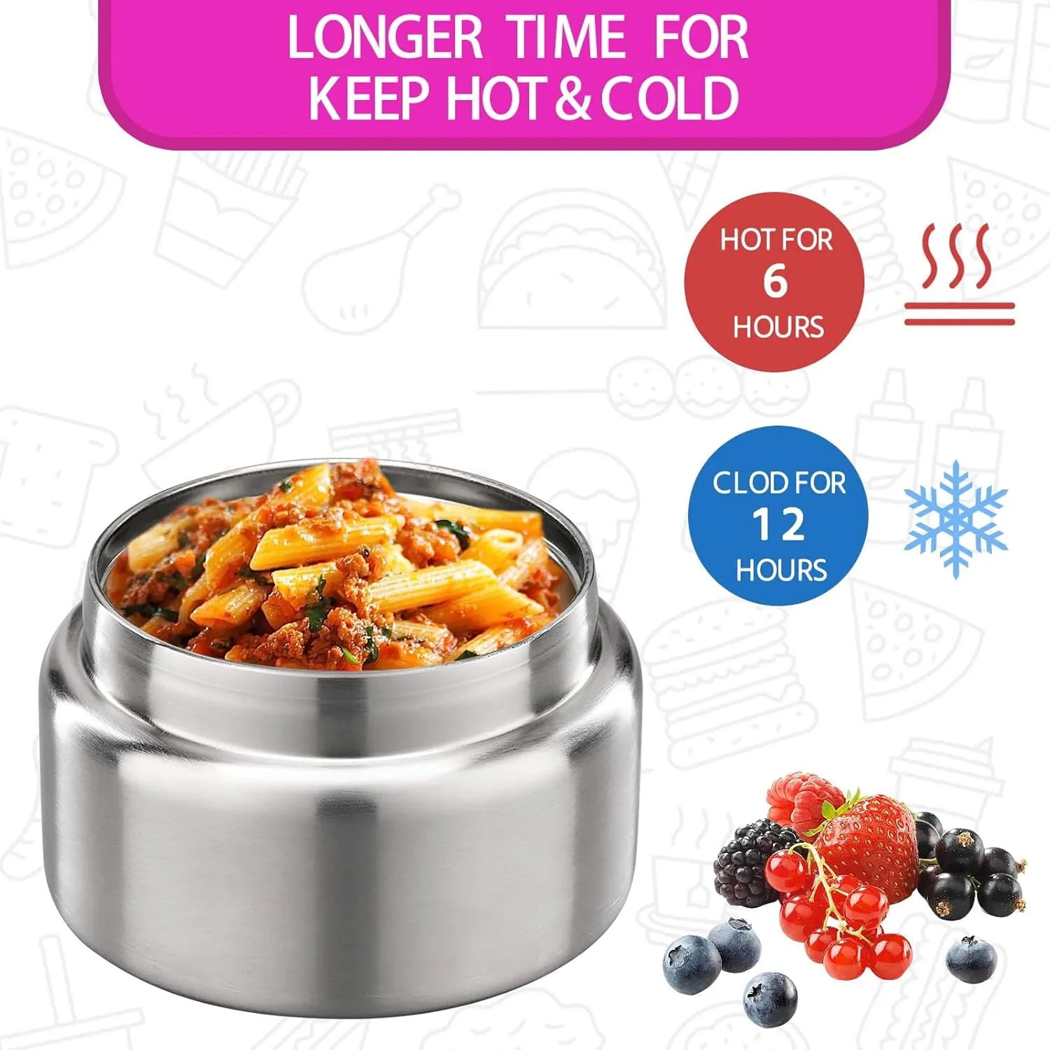 MAISON HUIS 8oz Soup Thermo Wide Mouth Vacuum Insulated Thermo Jar, Leak Proof Stainless Steel Food Container for Hot&Cold Food Kids Lunch Soup for School Travel (Purple)