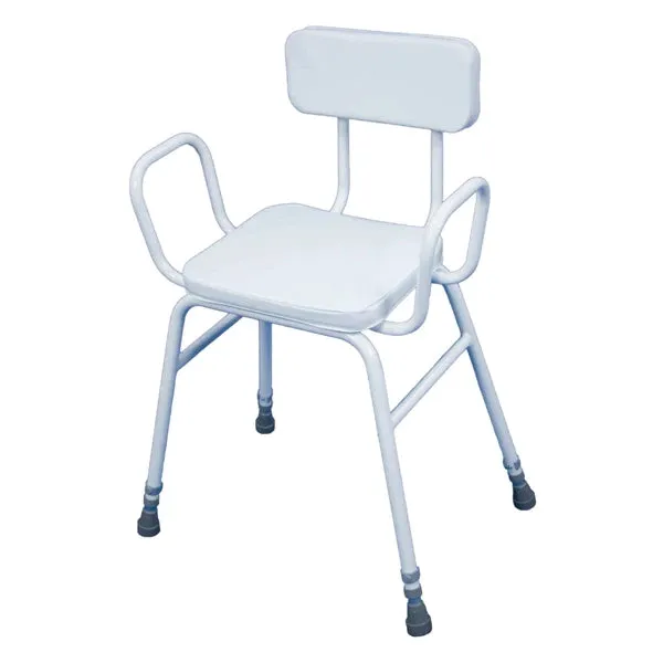 Malvern Perching Stool with Armrests and Padded Backrest