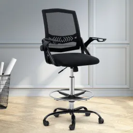 Mesh Drafting Office Chair, Adjustable Footrest, Black - Artiss