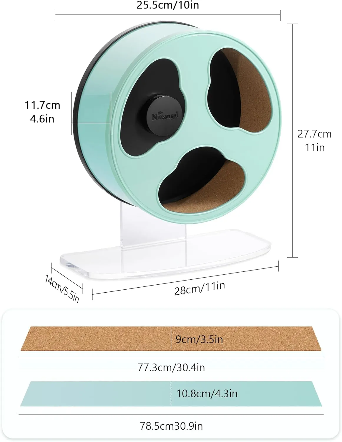 Niteangel Quiet Hamster Exercise Wheel - Clouds Series Hamster Running Wheels for Dwarf Syrian Hamsters Gerbils Mice or Other Small Sized Pets