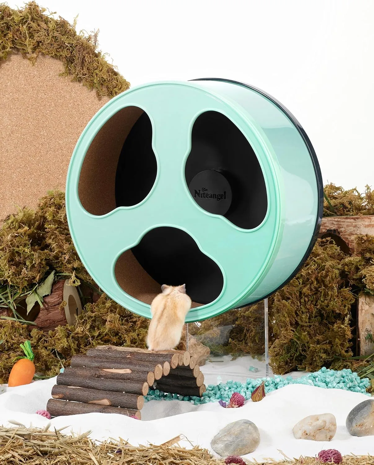 Niteangel Quiet Hamster Exercise Wheel - Clouds Series Hamster Running Wheels for Dwarf Syrian Hamsters Gerbils Mice or Other Small Sized Pets
