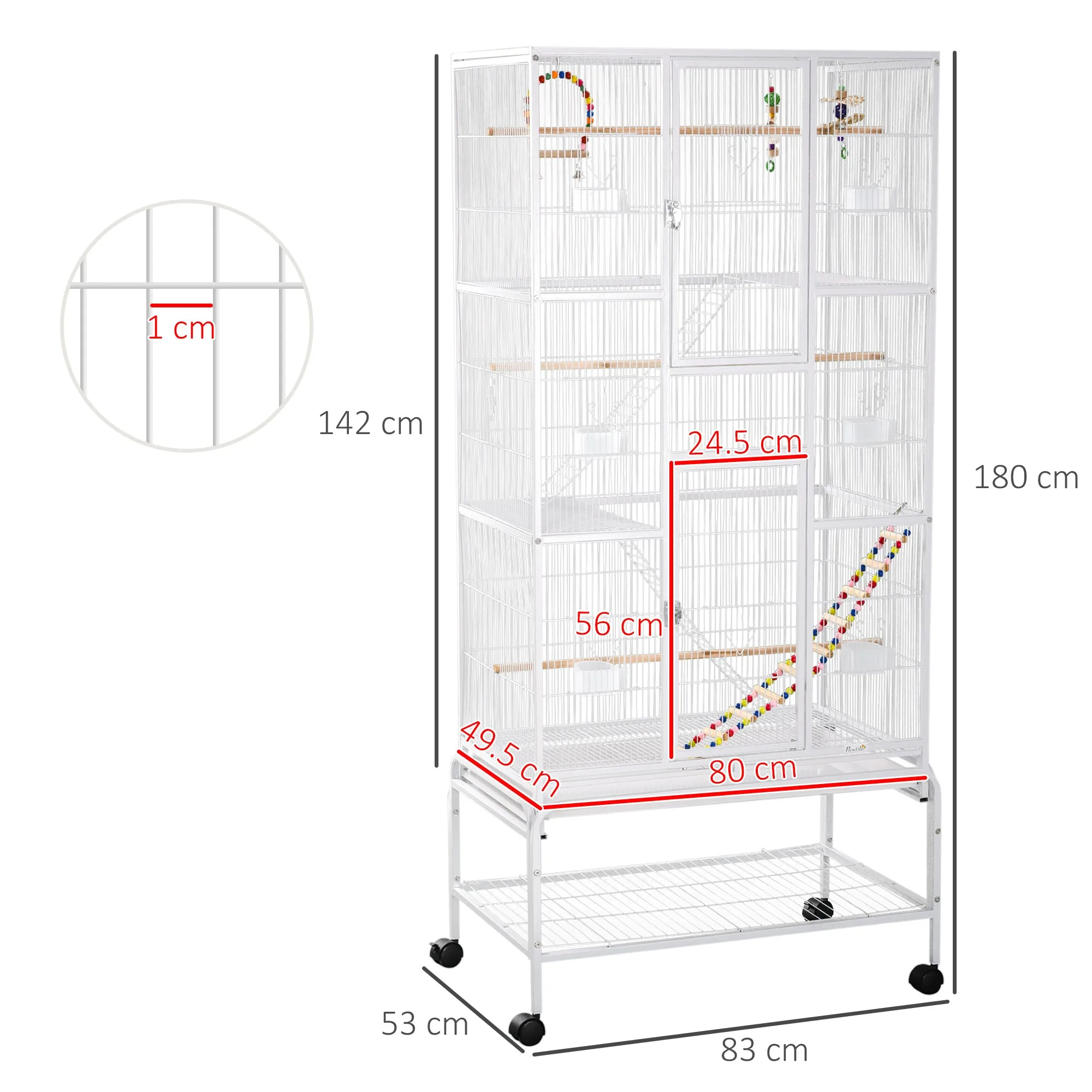 PawHut 3 Tier Bird Cage W/ Stand Toy, for Canary Finch Cockatiel Parakeet Budgie