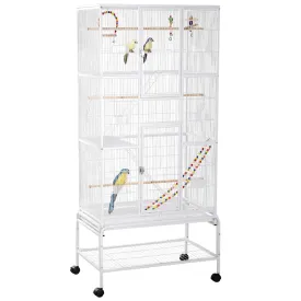 PawHut 3 Tier Bird Cage W/ Stand Toy, for Canary Finch Cockatiel Parakeet Budgie