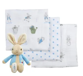 'Peter Rabbit' Soft Toy & Muslin Gift Set