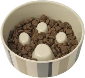 PetRageous 12017 Metro Slowfeed Dishwasher Safe Dog Food Bowl with 4-Cup Capacity 7-Inch Diameter 2.25-Inch Tall for Medium and Large Dogs and Cats, Multi-Colored,Off-White