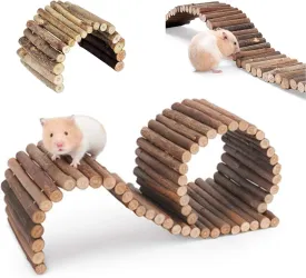 PINVNBY Hamster Suspension Bridge Ladder Rodents Natural Wooden Arch Bendable Bridge Chew Toy Long Climbing Ladder for Hamster Guinea Chipmunk Pig and Other Small Animals (2 Kinds Length)