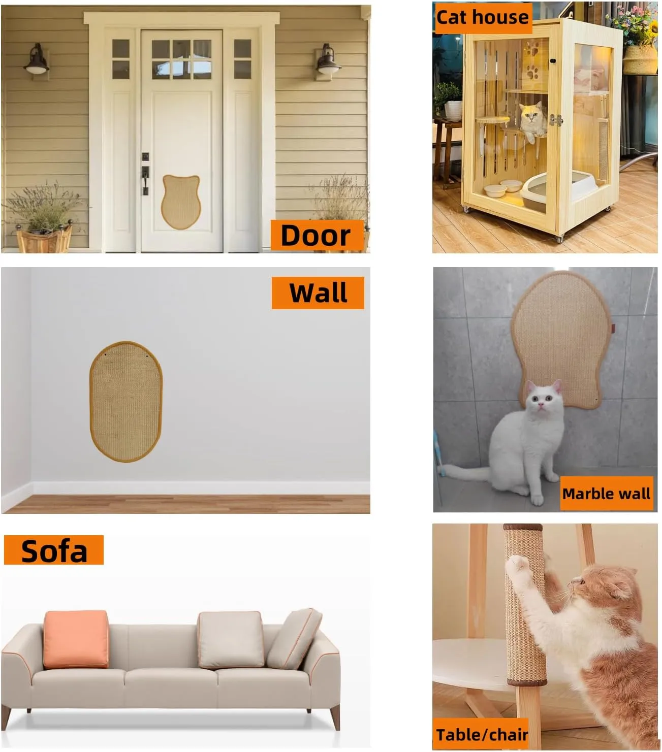 Premium Sisal Cat Scratching Mat with Velcro Tapes - Protect Couch & Carpets, Firm & Thick, Environmentally Safe - Great Gift for Cats (Heart S)
