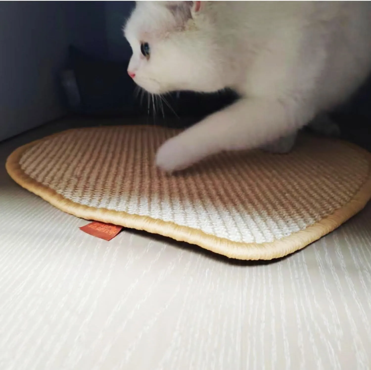 Premium Sisal Cat Scratching Mat with Velcro Tapes - Protect Couch & Carpets, Firm & Thick, Environmentally Safe - Great Gift for Cats (Heart S)