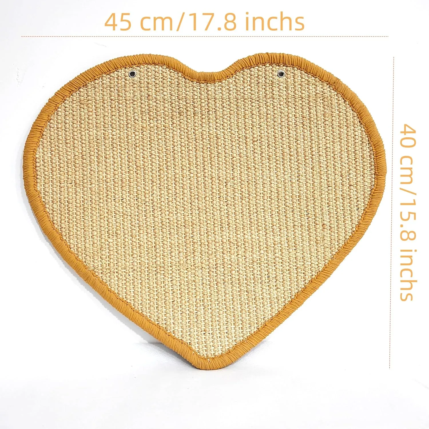 Premium Sisal Cat Scratching Mat with Velcro Tapes - Protect Couch & Carpets, Firm & Thick, Environmentally Safe - Great Gift for Cats (Heart S)