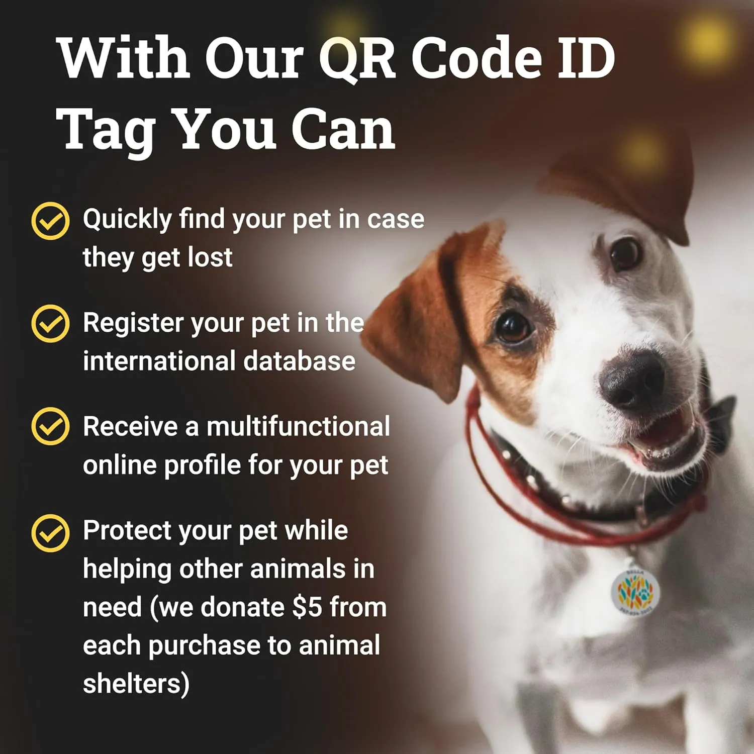 QR Code Dog Tag Silent Id Pet Tags Personalized Name Plate with Online Profile (Heart, Small_Round)
