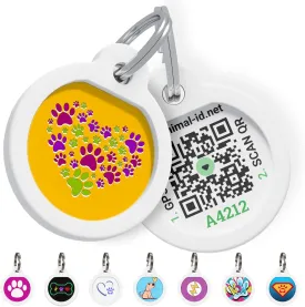 QR Code Dog Tag Silent Id Pet Tags Personalized Name Plate with Online Profile (Heart, Small_Round)