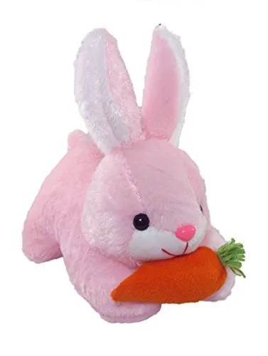 Rabbit with Carrot Soft toy Stuffed Soft Plush Toy, Pink (26 cm)