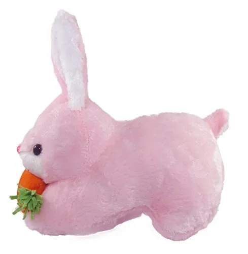 Rabbit with Carrot Soft toy Stuffed Soft Plush Toy, Pink (26 cm)