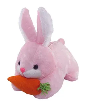 Rabbit with Carrot Soft toy Stuffed Soft Plush Toy, Pink (26 cm)