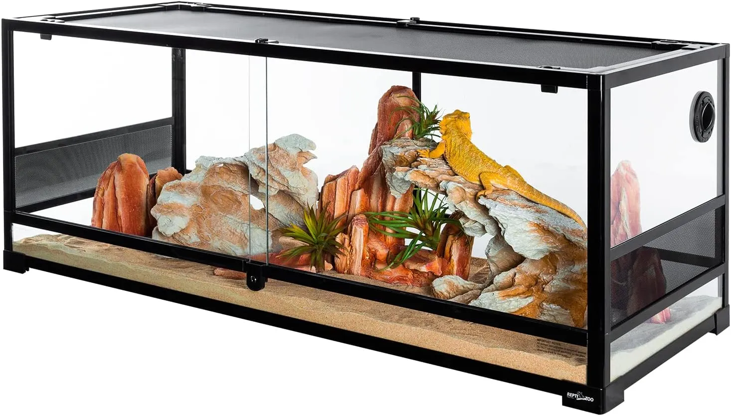 REPTI ZOO Reptile Tempered Glass Extra-Long Terrarium Habitats 48" x 18" x 18" Reptile Amphibians Large Enclosure for Snake/Bearded Dragon/Lizard ect.