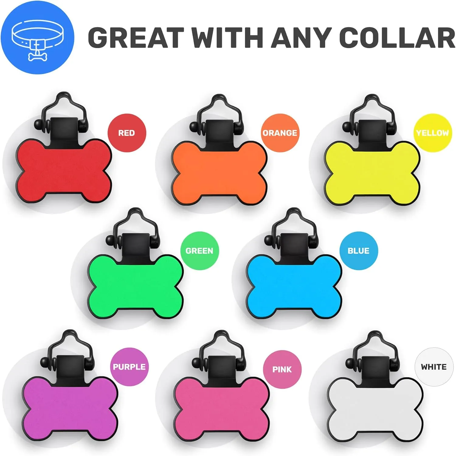 SiliDog - The Original Silicone Silent Dog Tag - Personalized Engraved Soundless Pet ID - As Seen On Shark Tank - Durable - Never Fades - Bone - Blue