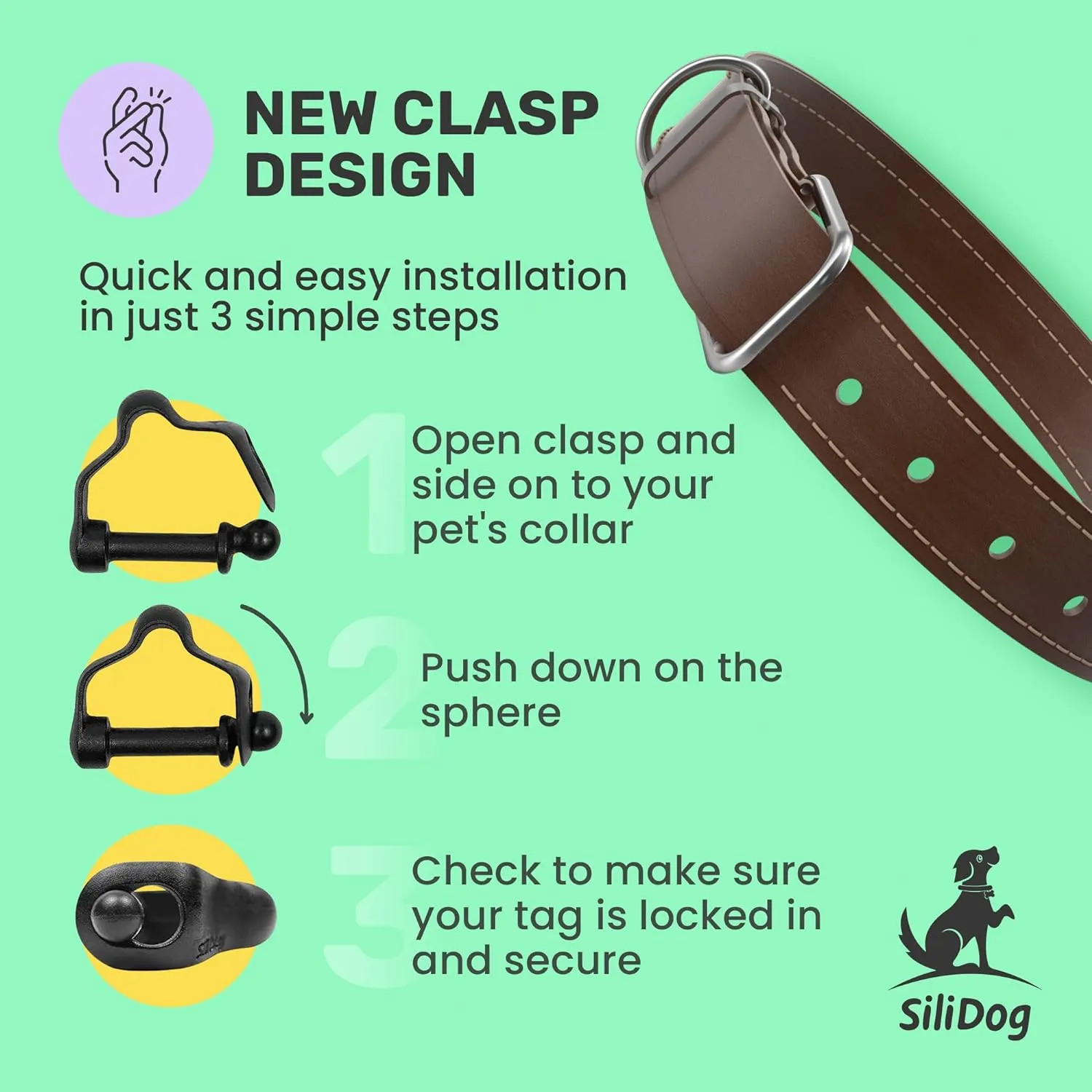 SiliDog - The Original Silicone Silent Dog Tag - Personalized Engraved Soundless Pet ID - As Seen On Shark Tank - Durable - Never Fades - Bone - Blue