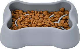 Slow Feeder Dog Bowl, Cat Feeding Bowl, Pet Fun Puzzle Feeder, Non-Skid Bloat Stop for Dogs/Cats/Pets (Grey)