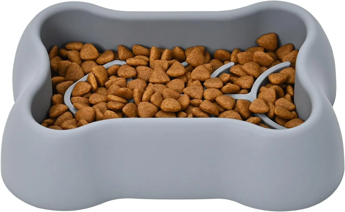 Slow Feeder Dog Bowl, Cat Feeding Bowl, Pet Fun Puzzle Feeder, Non-Skid Bloat Stop for Dogs/Cats/Pets (Grey)
