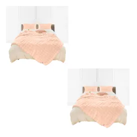 SOGA 2X 160X200cm Throw Blanket Pink Double Layer Rabbit Fur Cozy Comfort with Stylish Decor