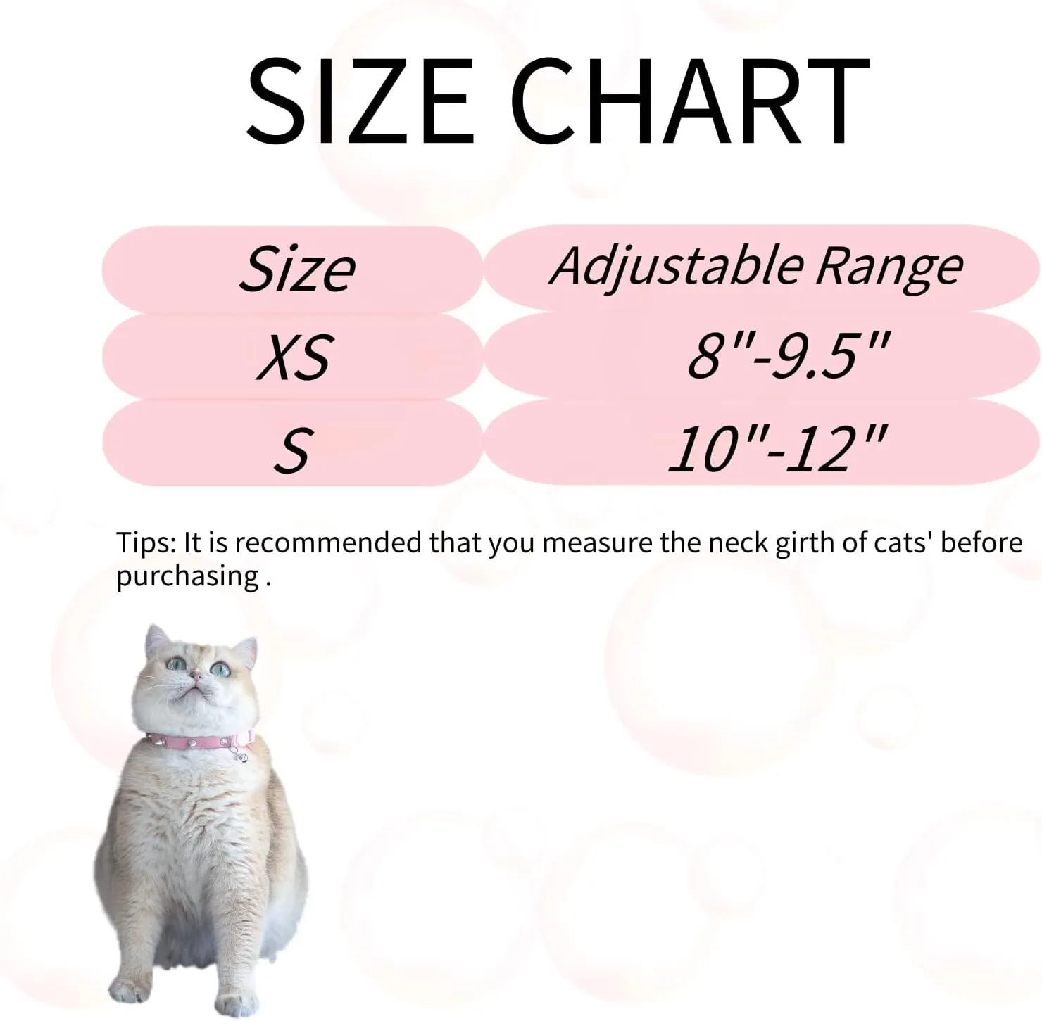 Spiked Cat Collar with Bells, Breakaway Genuine Leather Protective Collar for Kitty, Studs Spikes Punk Style Adjustable for Girl Boy Kittens Small Bunny Rabbit, 10"-12" Pink