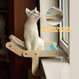 Sturdy Cat Window Perch - Adjustable Snap-In Legs, Washable Cotton Canvas, Multi-Ply Plywood Construction, Easy Installation