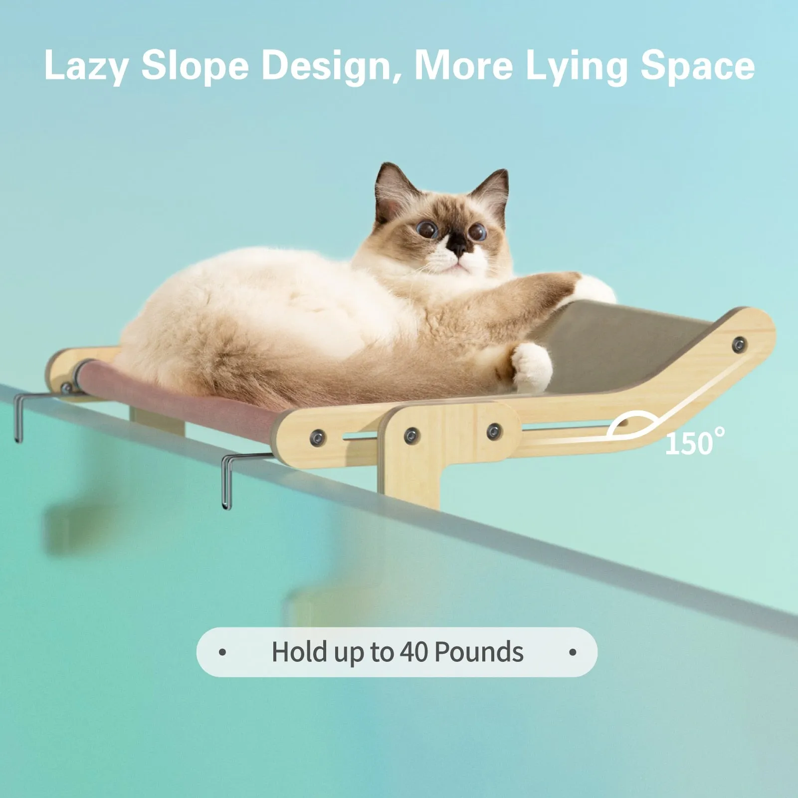 Sturdy Cat Window Perch - Adjustable Snap-In Legs, Washable Cotton Canvas, Multi-Ply Plywood Construction, Easy Installation