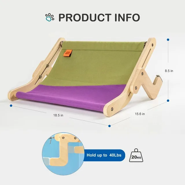 Sturdy Cat Window Perch - Adjustable Snap-In Legs, Washable Cotton Canvas, Multi-Ply Plywood Construction, Easy Installation