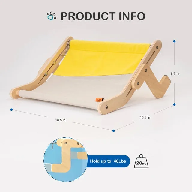 Sturdy Cat Window Perch - Adjustable Snap-In Legs, Washable Cotton Canvas, Multi-Ply Plywood Construction, Easy Installation