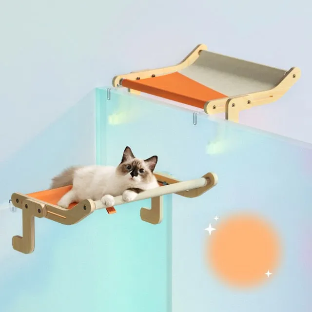Sturdy Cat Window Perch - Adjustable Snap-In Legs, Washable Cotton Canvas, Multi-Ply Plywood Construction, Easy Installation