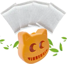 Unscented Cat Litter Box Deodorizer Kit Stick-On Activated Carbon Odor Eliminators Compatible with most manual and automatic litter boxes (4 Refills  1 Box) (Orange, Unscented)
