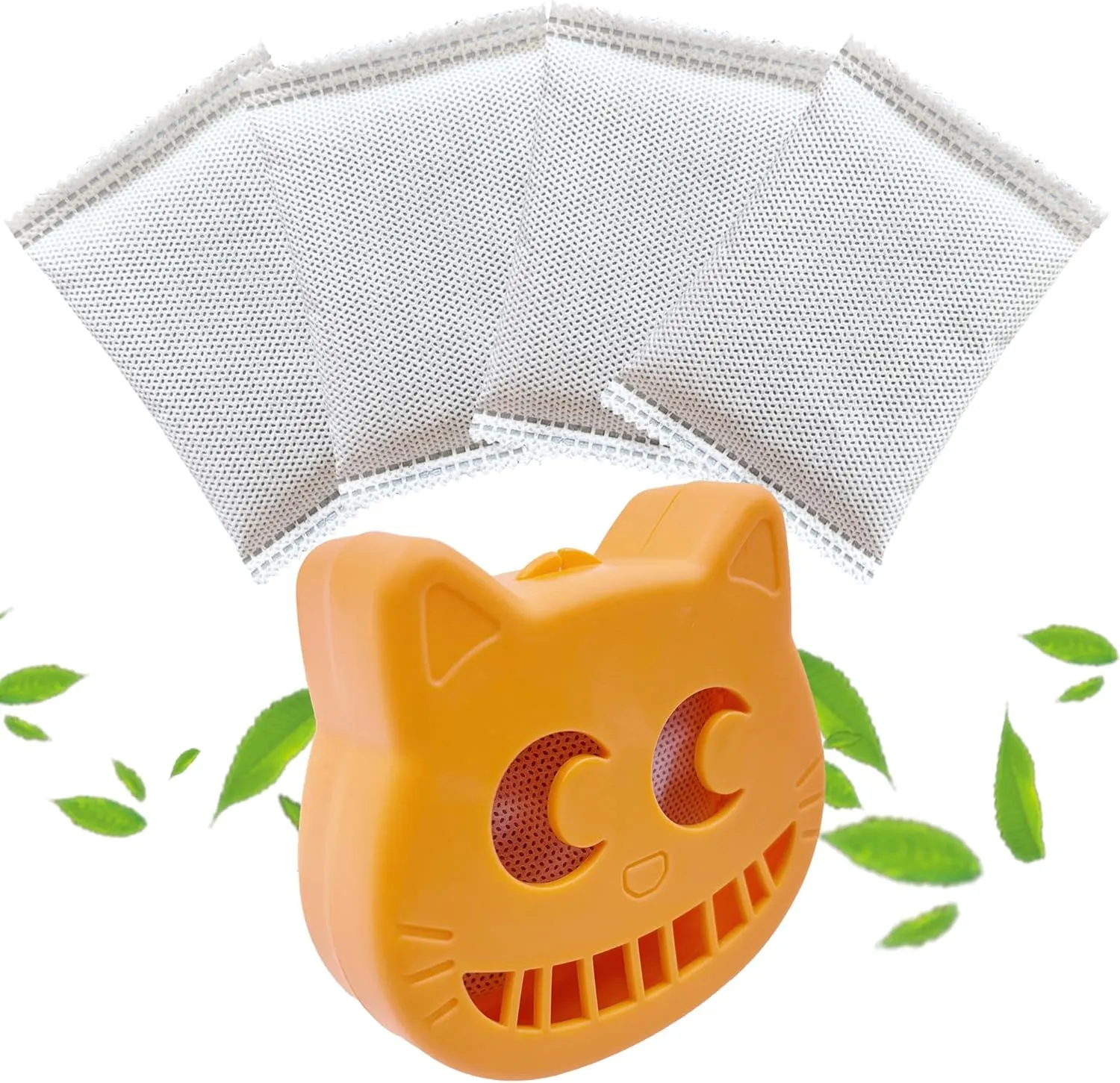 Unscented Cat Litter Box Deodorizer Kit Stick-On Activated Carbon Odor Eliminators Compatible with most manual and automatic litter boxes (4 Refills  1 Box) (Orange, Unscented)