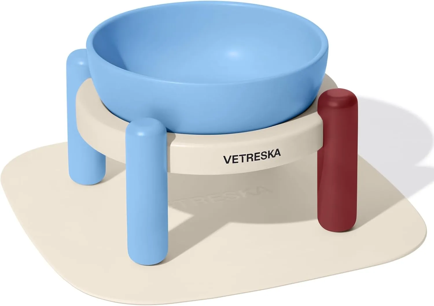 VETRESKA Elevated Dog Bowl, 30.5OZ Large Capacity Raised Ceramic Bowls with Non-Slip Stand and Mat, Elevated Feeding Station for Medium & Small Dogs & Cats