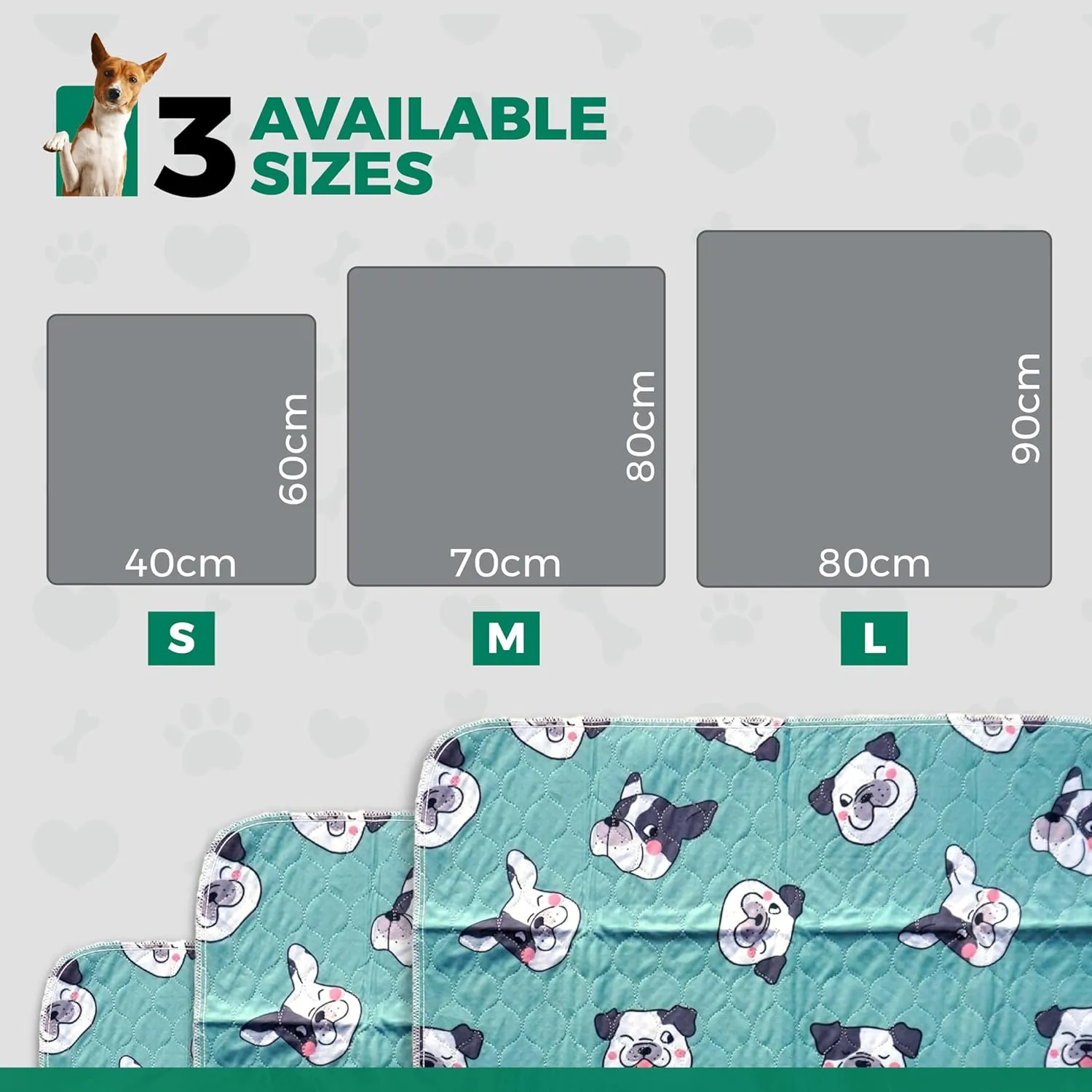 Washable Dog Pee Pads - Waterproof & Reusable Puppy Pads - Durable & Ultra Absorbent Dog Pee Mat with Bulldog Design - Perfect for Training & Comfort - 28" x 32" Medium (M)