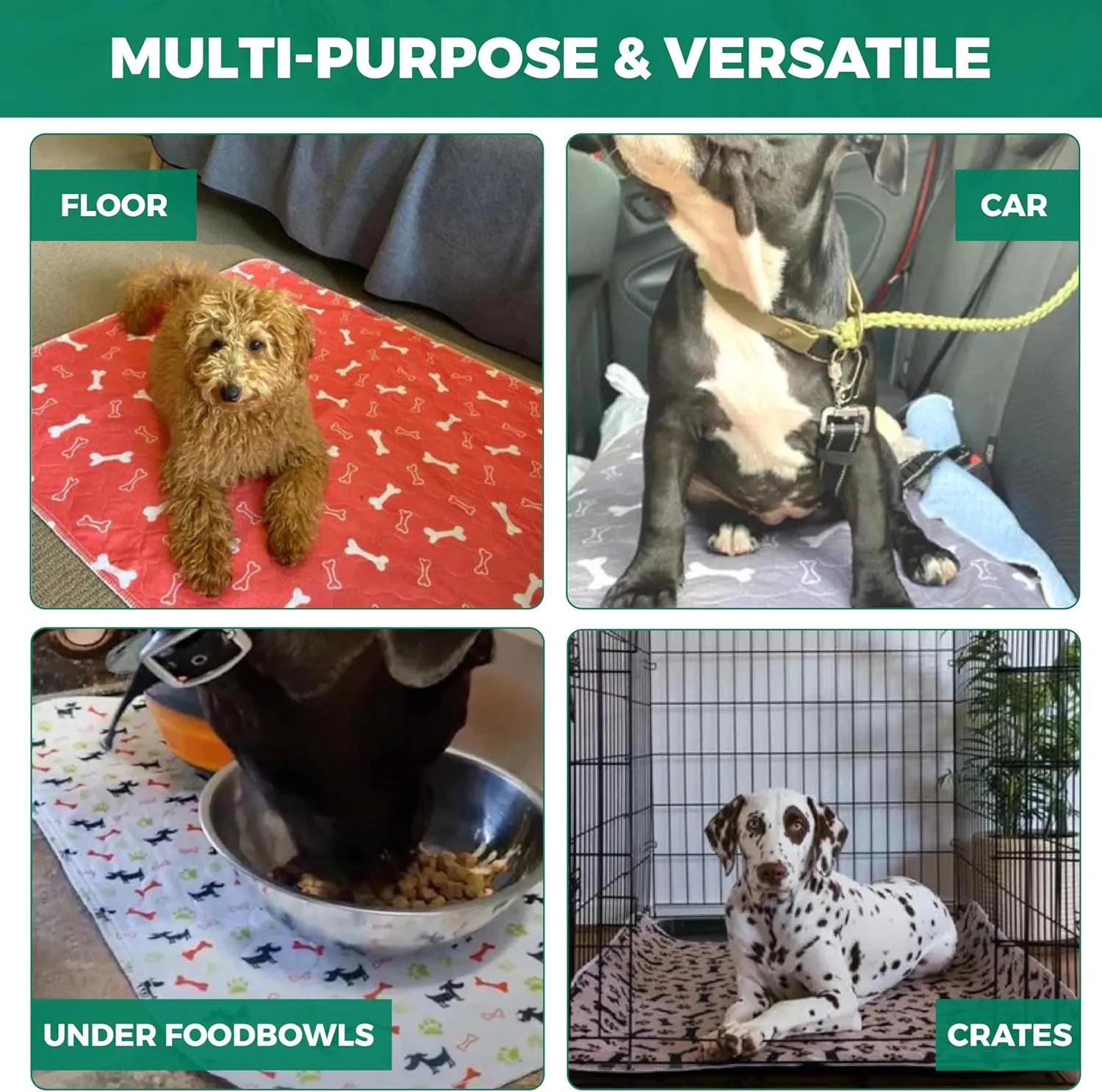 Washable Dog Pee Pads - Waterproof & Reusable Puppy Pads - Durable & Ultra Absorbent Dog Pee Mat with Bulldog Design - Perfect for Training & Comfort - 28" x 32" Medium (M)