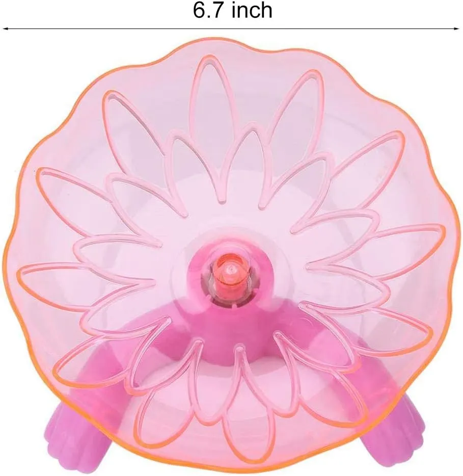 WishLotus Hamster Flying Saucer, Transparent Plastic Exercise Spinner Sports Wheel for Small Pets Like Guinea Pig, Gerbils, Chinchillas (Pink)