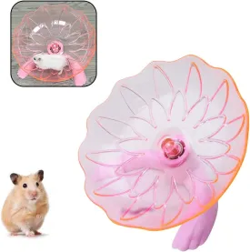 WishLotus Hamster Flying Saucer, Transparent Plastic Exercise Spinner Sports Wheel for Small Pets Like Guinea Pig, Gerbils, Chinchillas (Pink)