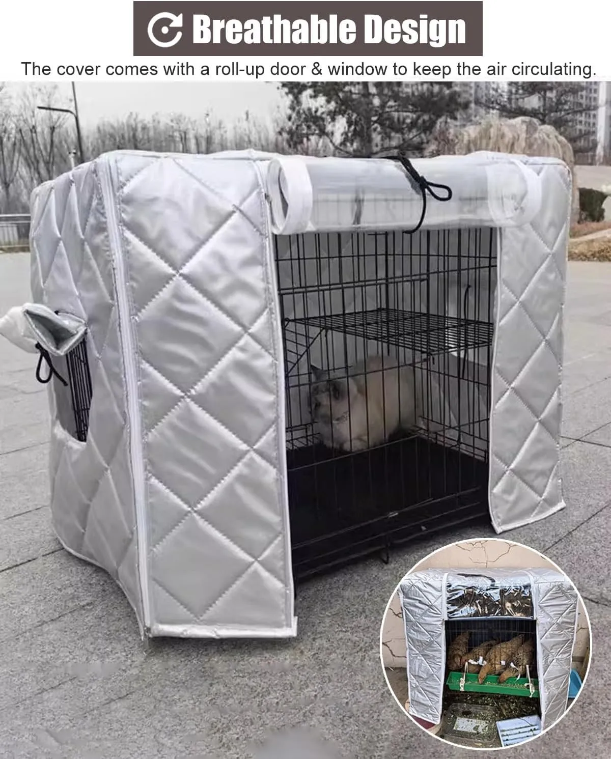 ZIMGOD Weatherproof Dog Crate Covers for Outdoor Warmth, Dog Cage Thermal Cover for Backyard Garage, Pet Cat Cage Privacy Cover, Kennel Enclosure Covers(91.5x58.5x63.5cm (36x23x25in))